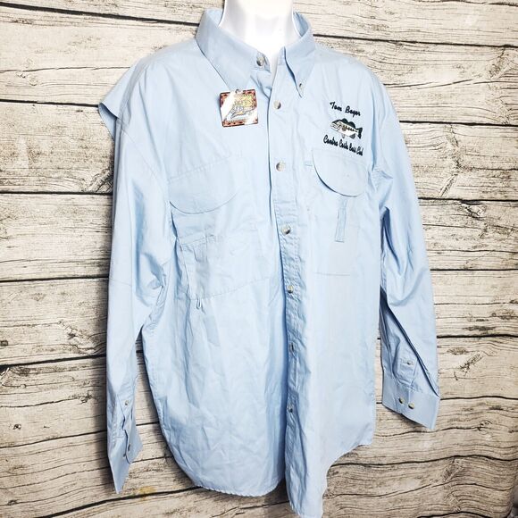 O'KEEFE'S REEF Tom Beyer Centro Costa Boss Club Light Blue Fishing Shirt Size XL - Picture 1 of 10
